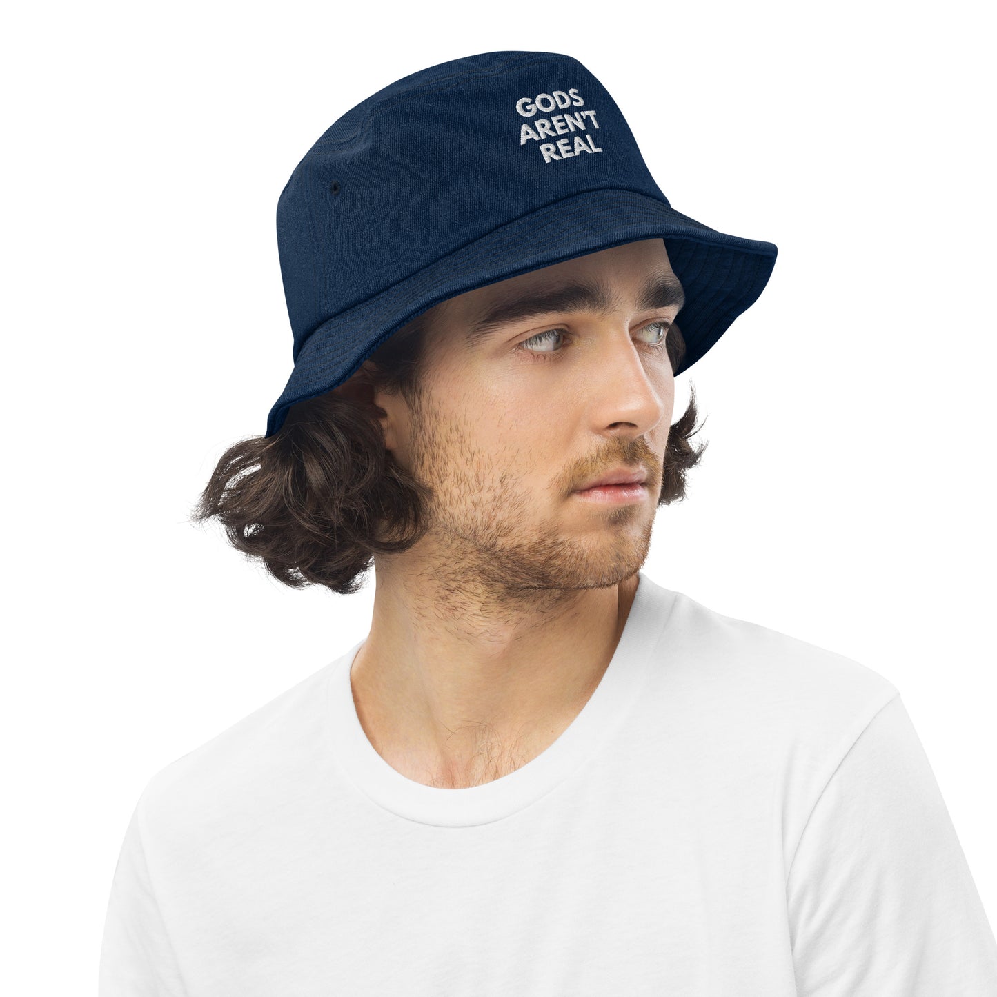 Gods Aren't Real - Denim Bucket Hat