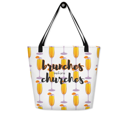 Brunches Before Churches - Large Tote Bag