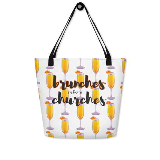 Brunches Before Churches - Large Tote Bag
