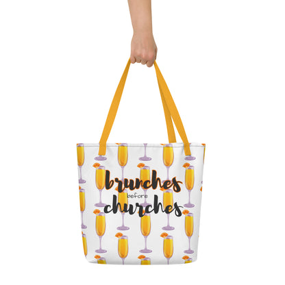 Brunches Before Churches - Large Tote Bag