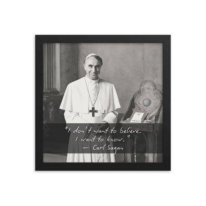 Pope Carl Sagan - Not the Pope Framed Quote Poster