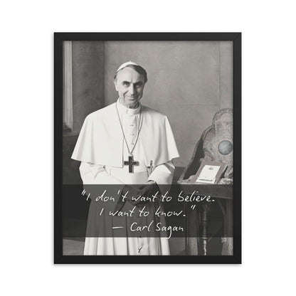 Pope Carl Sagan - Not the Pope Framed Quote Poster