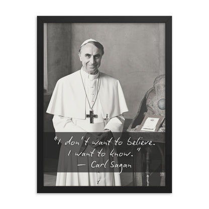 Pope Carl Sagan - Not the Pope Framed Quote Poster