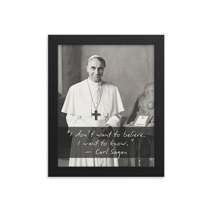 Pope Carl Sagan - Not the Pope Framed Quote Poster