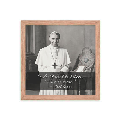 Pope Carl Sagan - Not the Pope Framed Quote Poster