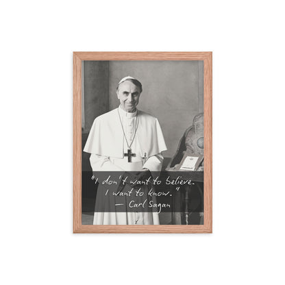 Pope Carl Sagan - Not the Pope Framed Quote Poster