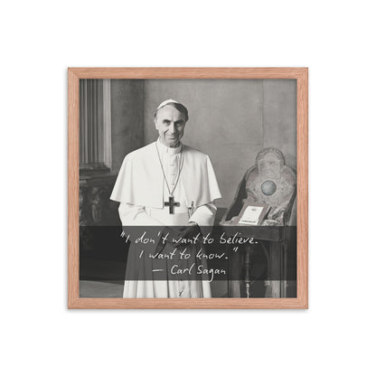 Pope Carl Sagan - Not the Pope Framed Quote Poster