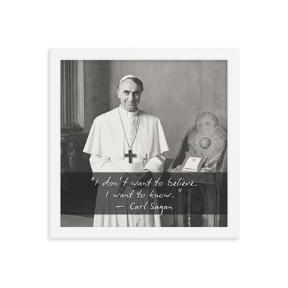 Pope Carl Sagan - Not the Pope Framed Quote Poster