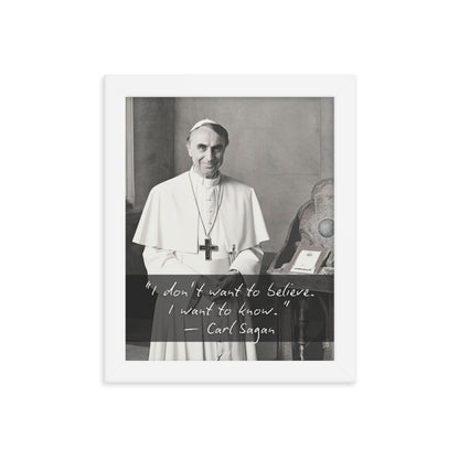 Pope Carl Sagan - Not the Pope Framed Quote Poster