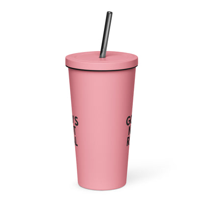 God's Not Real - Insulated Tumbler with Straw