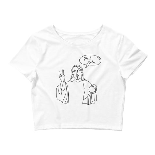 Hail Satan Jesus - Crop Tee (White)