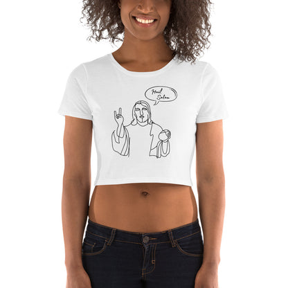 Hail Satan Jesus - Crop Tee (White)