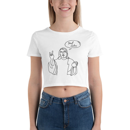 Hail Satan Jesus - Crop Tee (White)